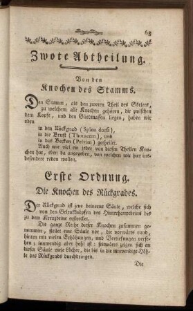 Zwote Abtheilung. Von den Knochen des Stamms.