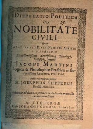 Disp. polit. de nobilitate civili