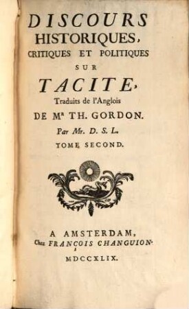 Discours Historiques, Critiques Et Politiques Sur Tacite, 2