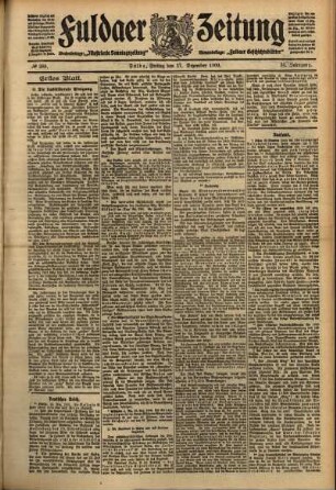 Erste Ausgabe vom Freitag, den 17. Dezember 1909.