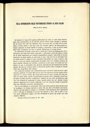Sulla Distribuzione Delle Protuberanze Intorno Al Disco Solare