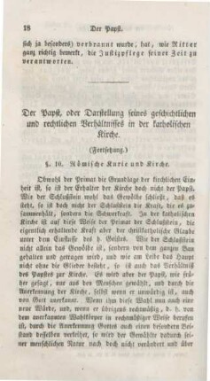18-60 Der Papst, oder Darstellung seines geschichtlichen und rechtlichen Verhältnisses in der katholischen Kirche : (Fortsetzung)