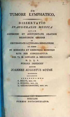 De tumore lymphatico : Diss. inaug. med.