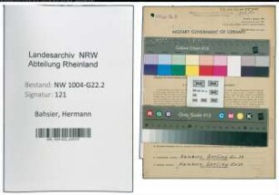 Entnazifizierung Hermann Bahsier , geb. 25.11.1902 (Arbeiter)