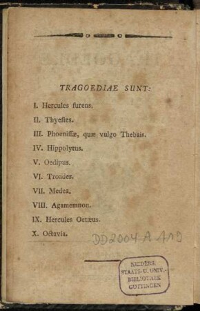 Tragoediae sunt:[...]