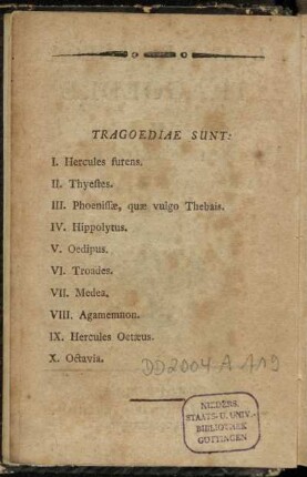 Tragoediae sunt:[...]