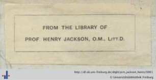 [Provenienz]: Jackson, Henry, O.M.