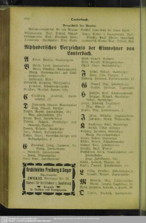 Einwohnerverzeichnis : Alphabetisches Verzeichnis der Einwohner von Lauterbach