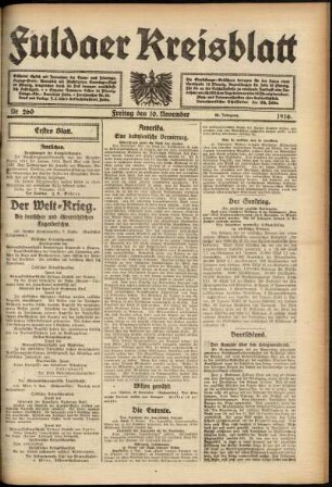 Erste Ausgabe vom Freitag, den 10. November 1916.