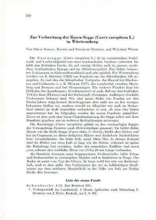 Zur Verbreitung der Rasen-Segge (Carex caespitosa L.) in Württemberg