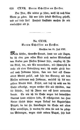 No. CXVII. Baron Scheffler an Forster