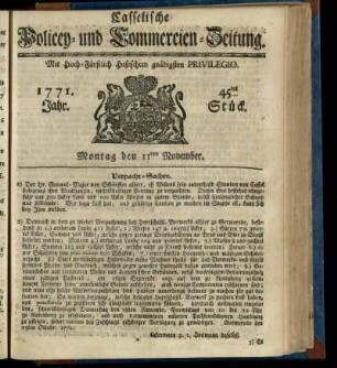 45tes Stueck, Montag den 11ten November 1771