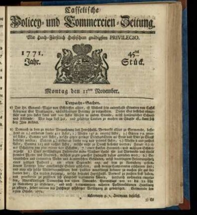 45tes Stueck, Montag den 11ten November 1771