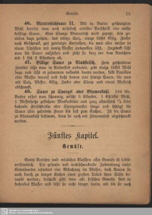 Fünftes Kapitel. Gemüse
