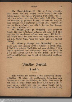 Fünftes Kapitel. Gemüse