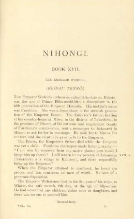 Book XVII. The emperor Wohodo. (Keidai Tenno]