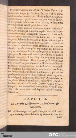 Caput II. De Imperio Assyriorum, Medorum & Persarum