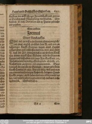 Eine andere Formul Eines Neukauffes.
