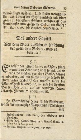 Das andere Capitel. Von dem Wort auflösen in Ansehung der göttlichen Gebote, was es bedeute?