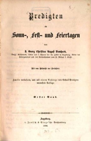 Predigten an Sonn-, Fest- und Feiertagen, 1
