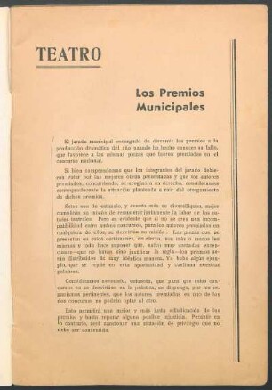Los premios municipales