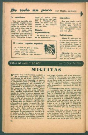 Miguitas : Cosas de ayer y de hoy