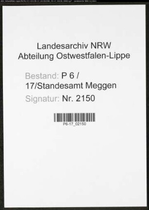 Heiratsregister Standesamt Meggen