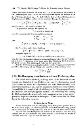 § 66. Die Bewegung eines Systems mit zwei Freiheitsgraden.