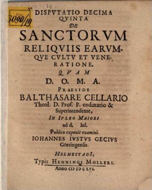 De sanctorum reliquiis earumque cultu et veneratione