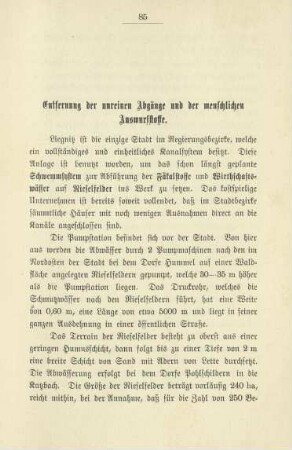 Entfernung der unreien Abgänge und der menschlichen Auswurfstoffe
