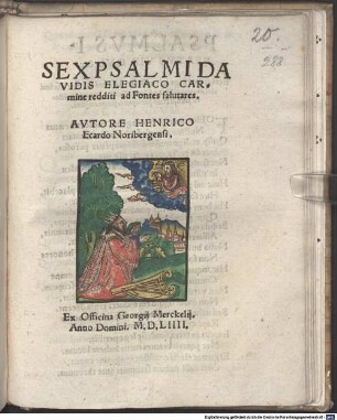 Sex Psalmi Davidis : elegiaco carmine redditi ad Fontes salutares