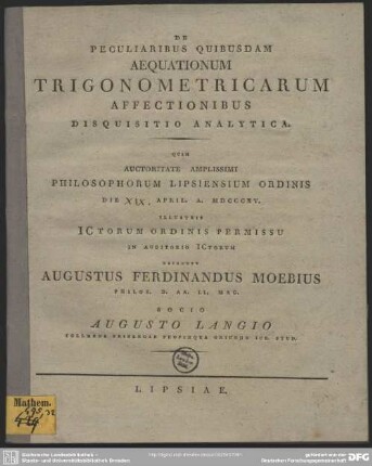De peculiaribus quibusdam aequationum trigonometri carum affectionibus