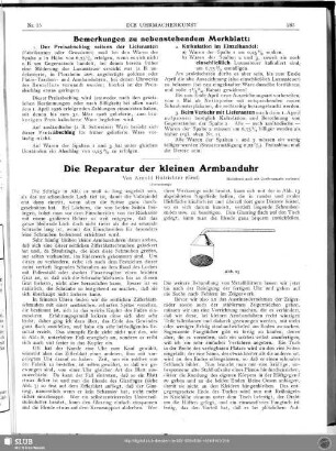 Die Reparatur der kleinen Armbanduhr (Fortsetzung)