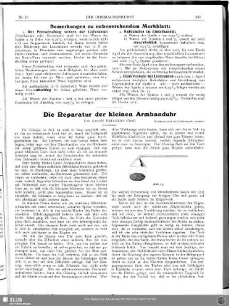 Die Reparatur der kleinen Armbanduhr (Fortsetzung)