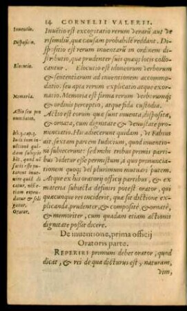 De inventione, prima officii Oratoris parte.