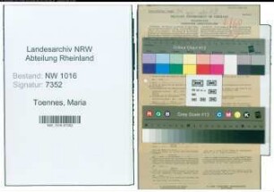 Entnazifizierung Maria Toennes , geb. 09.05.1912 (Beamtin)