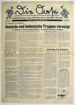 Feldzeitung des Deutschen Afrika-Korps "Die Oase" zum Krieg auf dem Balkan