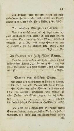 Saamen von einfachen Sorten