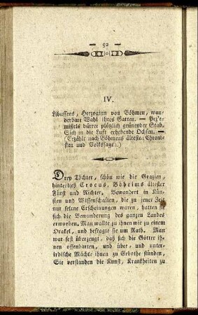 IV. Libussens, Herzoginn von Böhmen, wunderbare Wahl ihres Gatten. [...]
