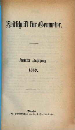 Zeitschrift für Geometer. 10. 1869