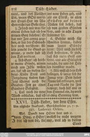 XXVI. Tisch-Lieder, vor dem Essen.