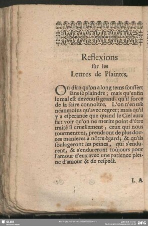 Lettres de Plaintes