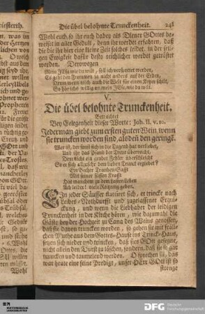 V. Die übel belohnte Trunckenheit.