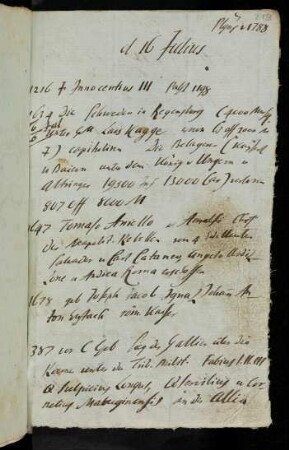 218r-232v, 16. Julius (1788): 1216 gest. Innocentius III. Papst 1198... - 1691 gest. Louvois