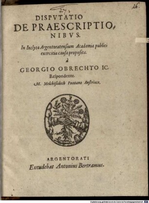 Disputatio De Praescriptionibus
