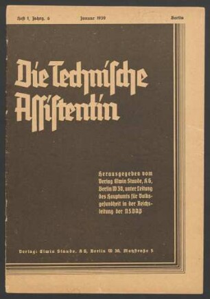 Die Technische Assistentin. Jahrgang 6 (1939) 1-12