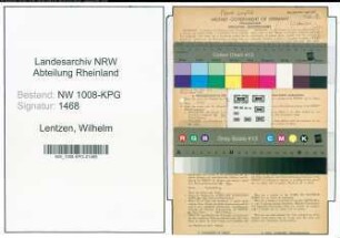 Entnazifizierung Wilhelm Lentzen , geb. 07.08.1896 (Hausmeister)