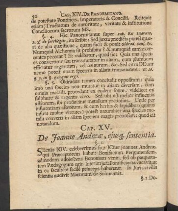 Cap. XV. De Joanne Andreae, ejusq[ue] sententia.