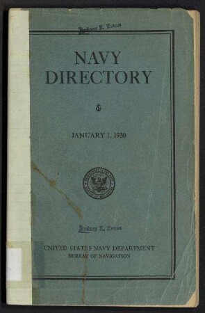 Navy Directory - Officers of the United States Navy and Marine Corps, January 1, 1930.