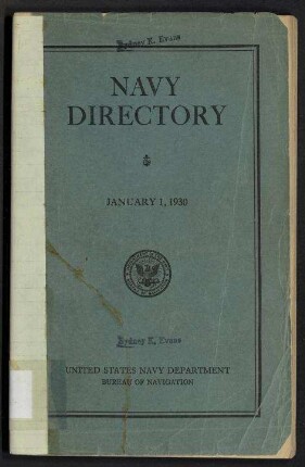 Navy Directory - Officers of the United States Navy and Marine Corps, January 1, 1930.